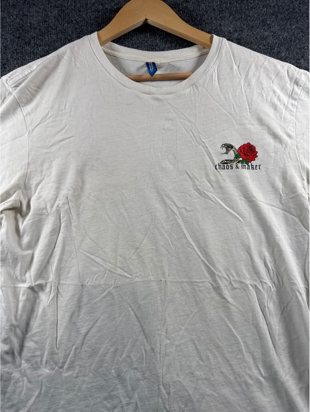 H&M Chaos & Maker Snake Rose Graphic T Shirt Mens Medium Tattoo Style